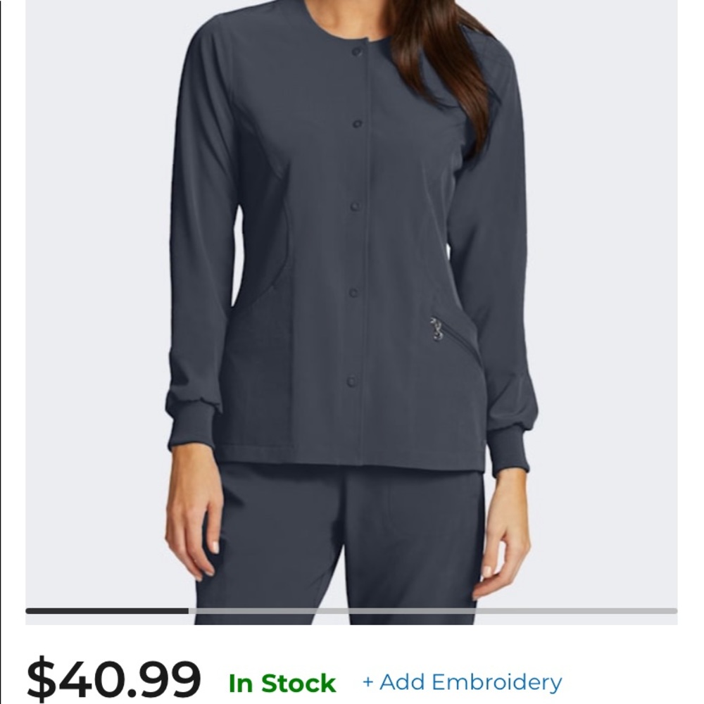 Grey Barco One Women’s Cadence Solid Scrub Jacket. Size: Small